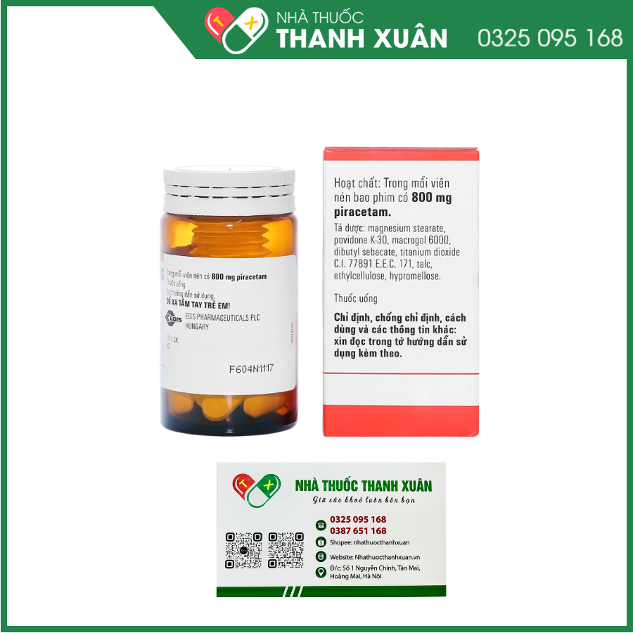 Piracetam - Egis 800mg điều trị các triệu chứng của hội chứng tâm thần thực thể